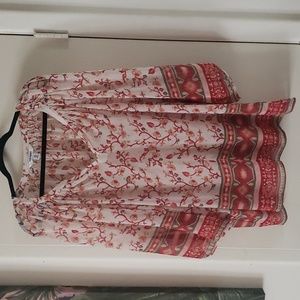 Old Navy (XXL) multi color sheer shirt with 3/4 sleeves.